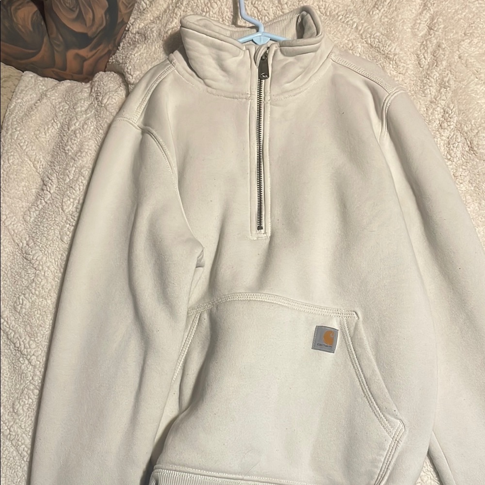 Carhartt White Zip Up Sweater Plush Fleece